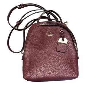 Kate Spade ♠️ Carter Caden Mini Backpack Cherrywood Purple Red Pebbled Leather